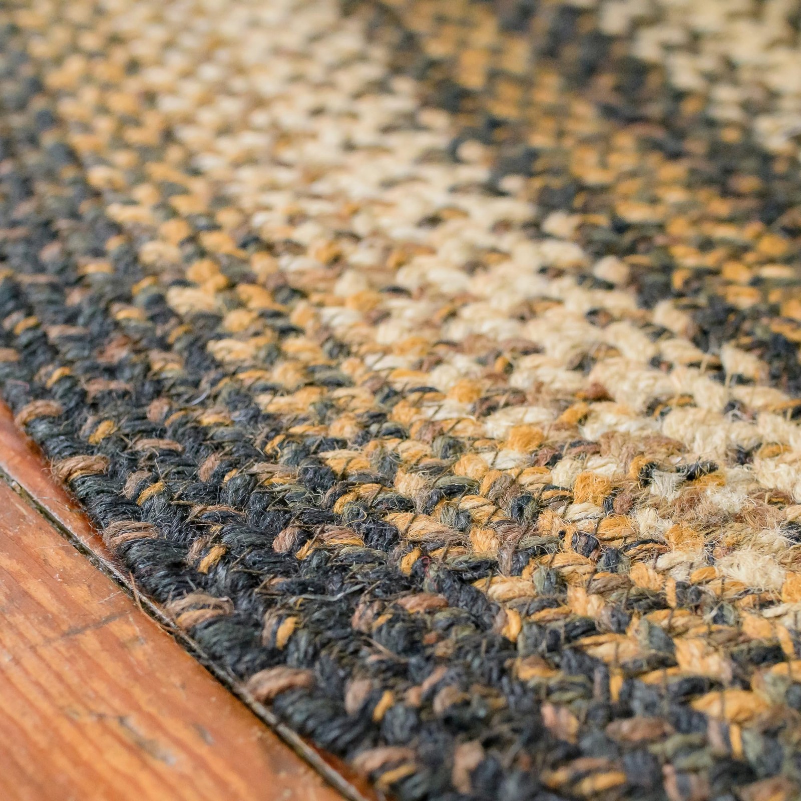 Kilimanjaro Black & Tan Oval Jute Rug 20×30 – Braided Kitchen Rugs for Primit…