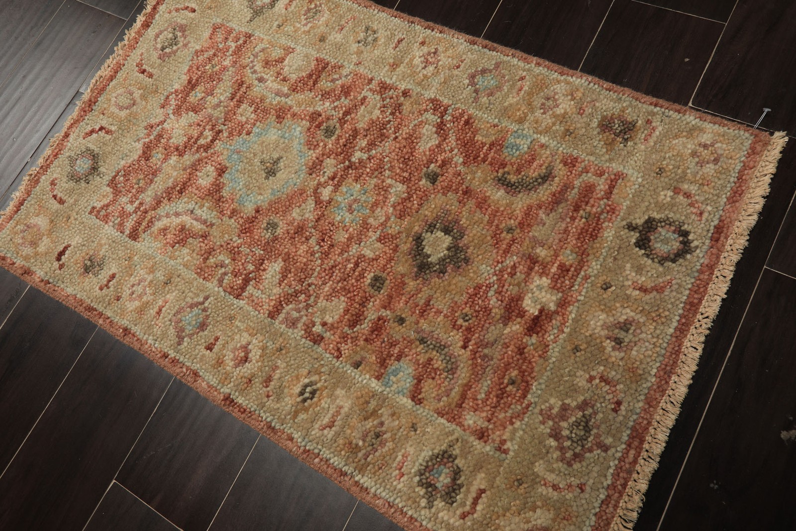 LoomBloom 2×3 Hand Knotted Wool Rust Oushak Transitional Rug