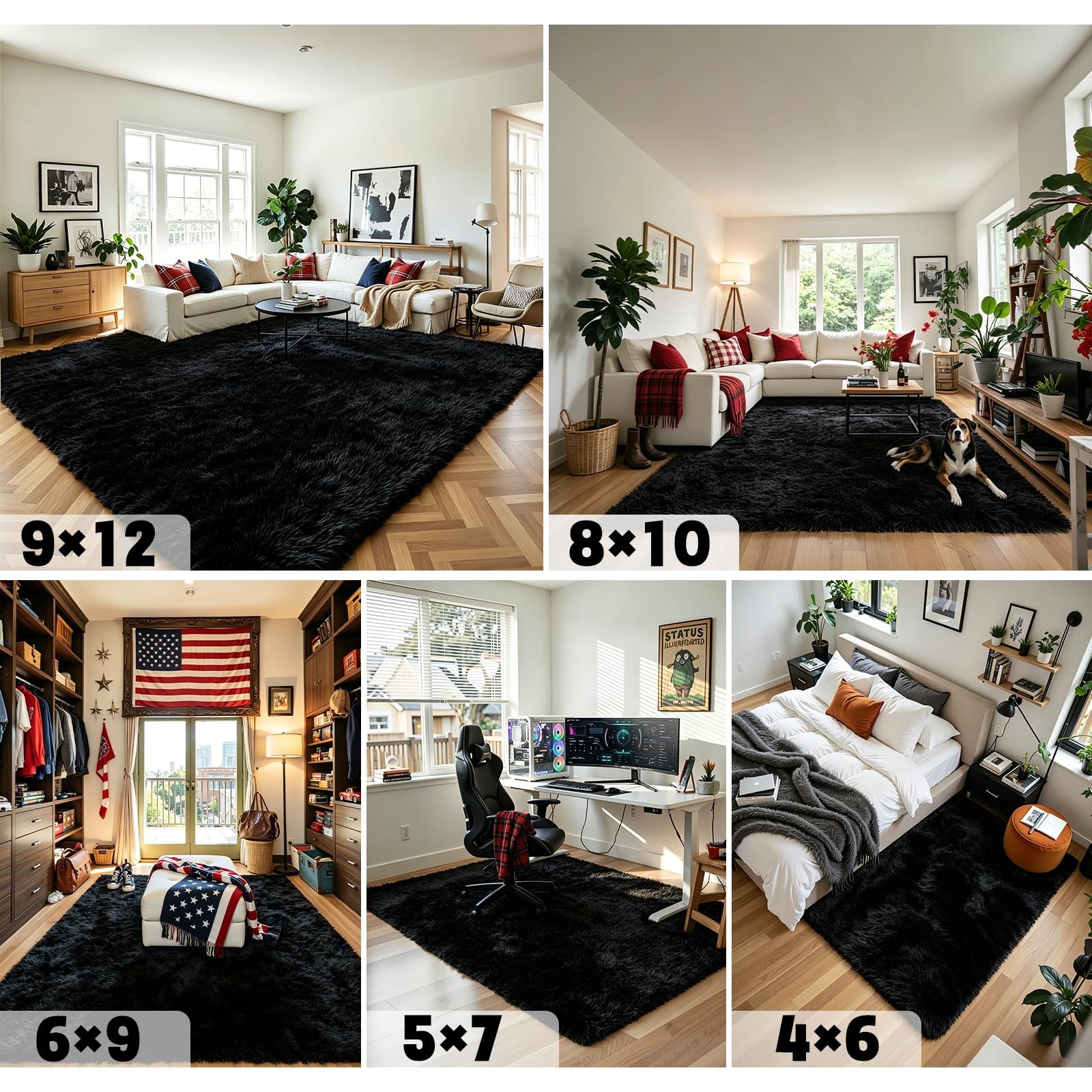 Rugs for Bedroom 4×6, Alfombras para Salas Shag Plush Soft Area Rug, Shaggy C…