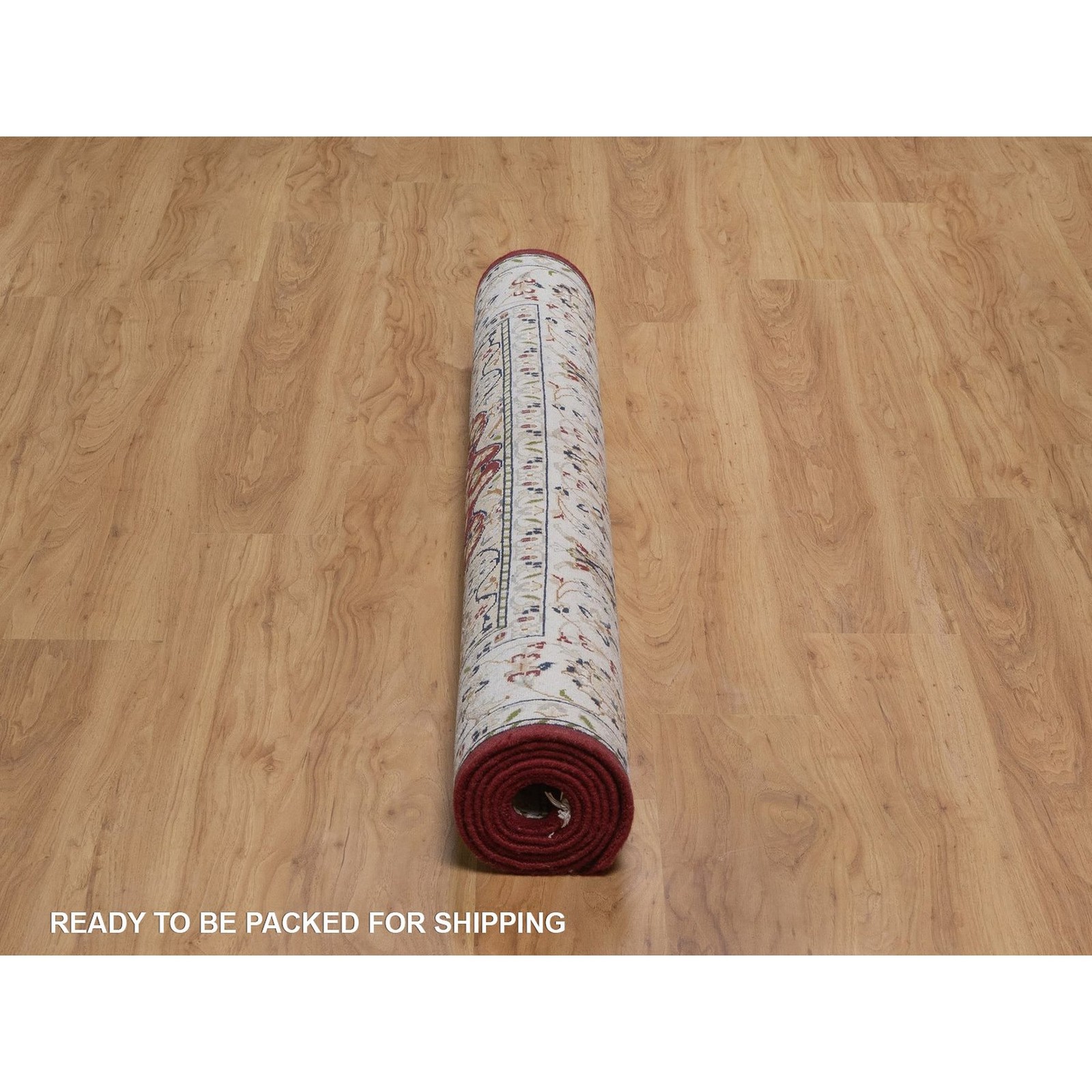 4’10″x7’10” Red Nain with Medallion Design Hand Knotted Wool and Silk Rug 92567