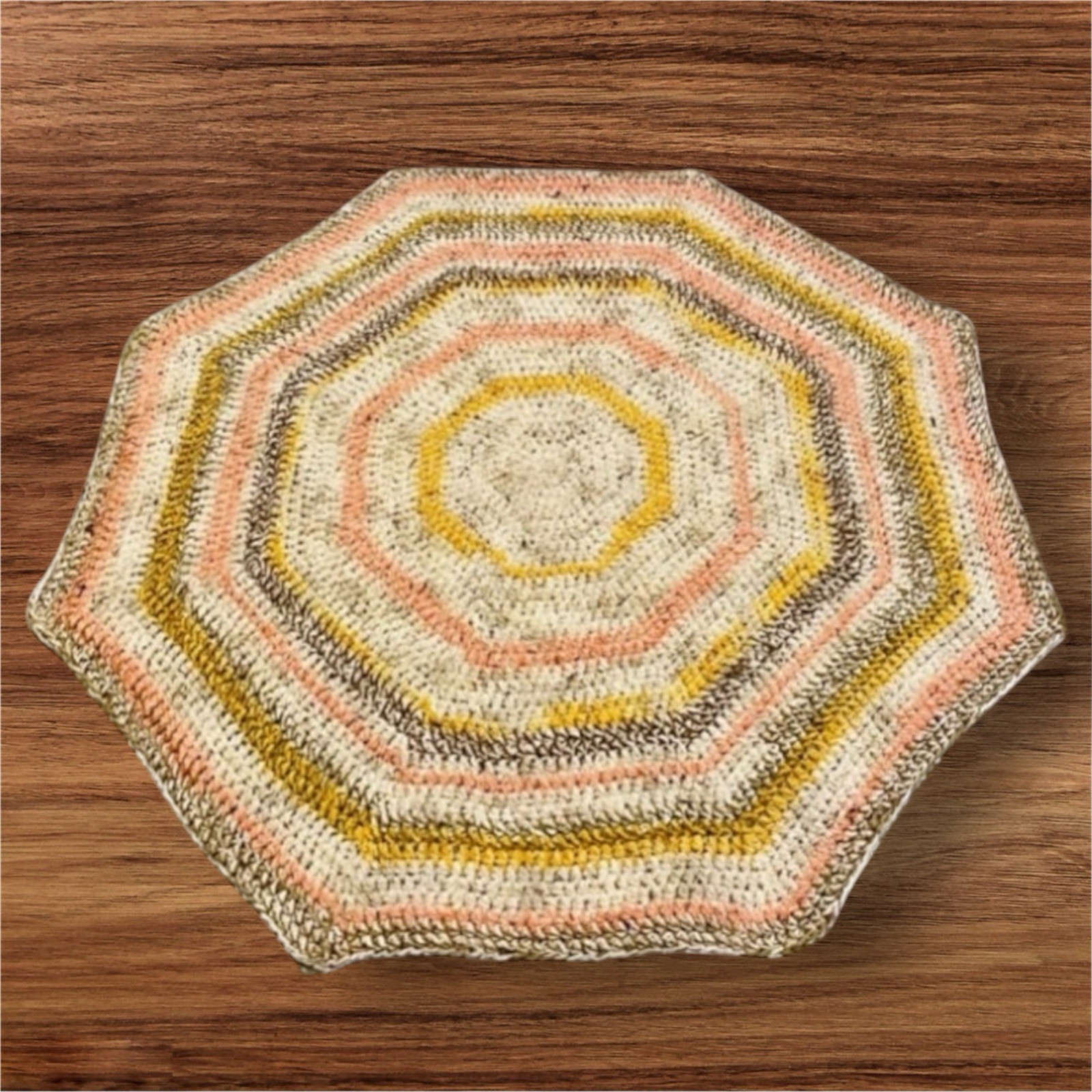 Handmade Crochet Octagon Rug – 46” Boho Soft Throw Blanket – Unique Home Decor