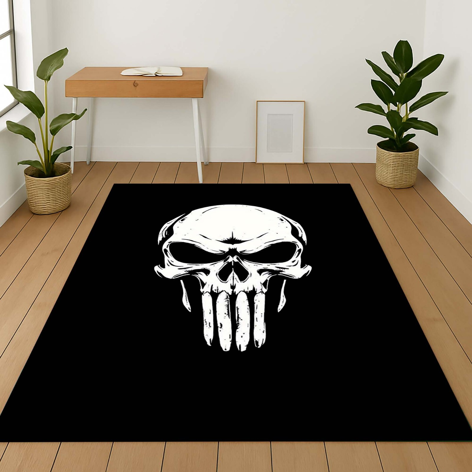 Punisher Skull Art, Gothic Wall Decor, Dark Skull Poster, Black White Art,