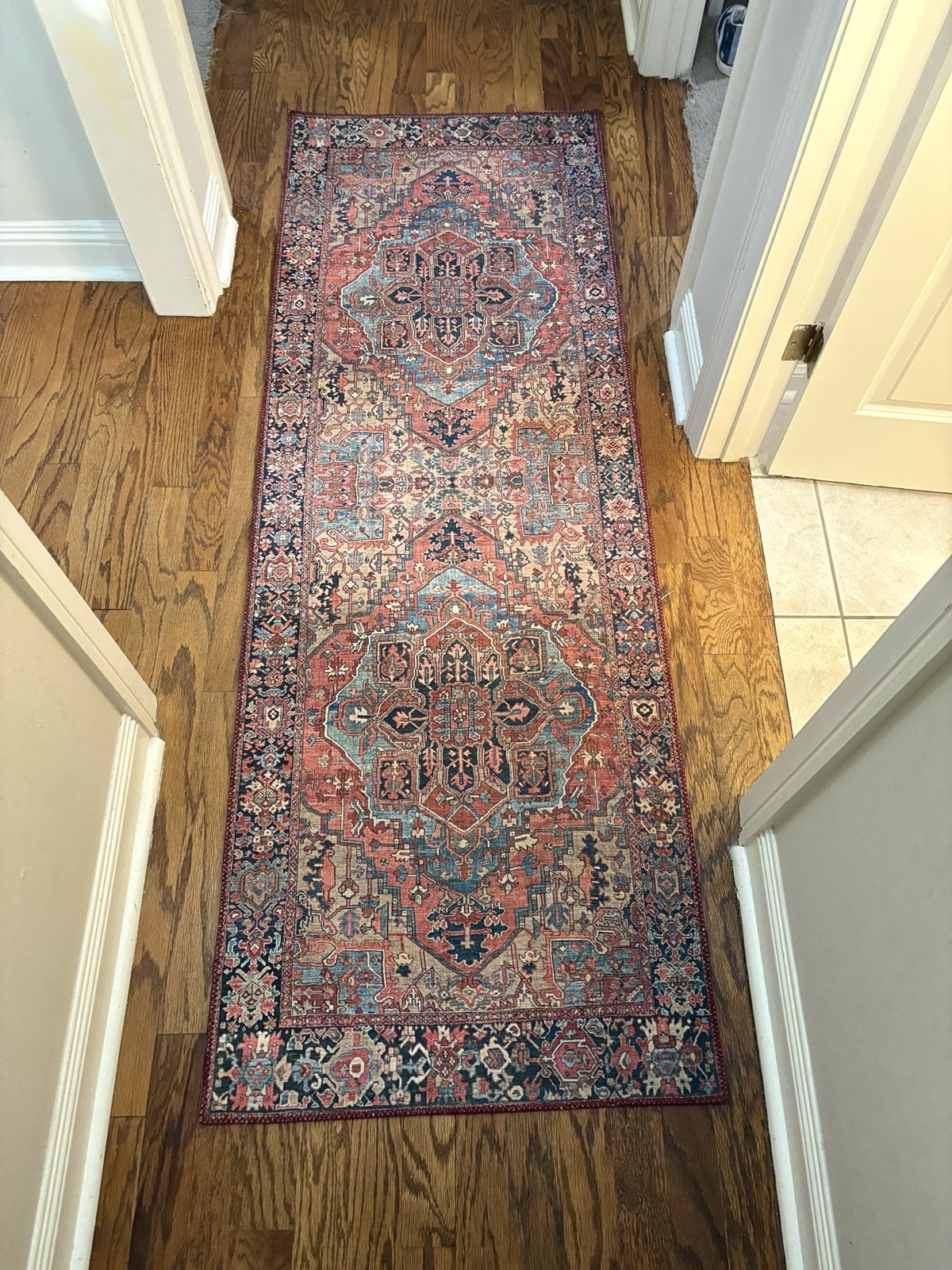 SURYA Rug Hall Runner 2’ 6” X 7’ 6” Burgundy Blue Khaki
