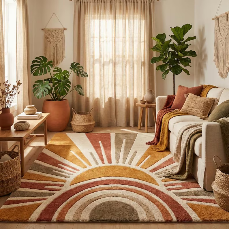 Hand Tufted Wool Modern Area Rug for Living Room Home Decor