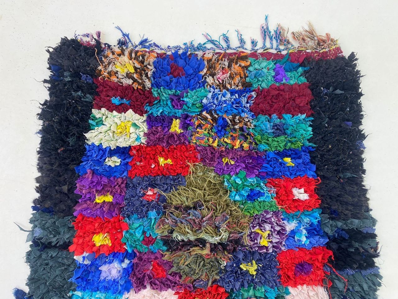 Moroccan Rug Handmade Boucherouite 2’6×8’8 ft Vintage Berber Abstract Tribal Rug