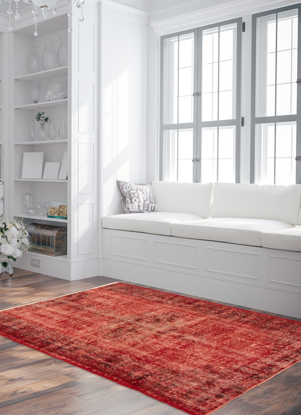 Traditional Hand-knotted Area Rug 3’1″ x 5’9″ Dark Red Oriental Carpet
