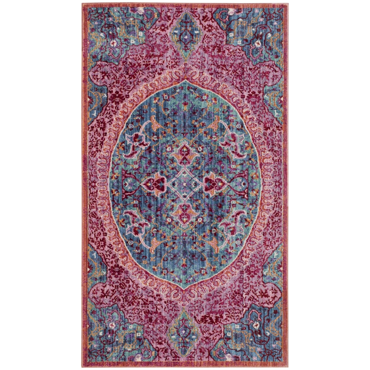 SAFAVIEH Sutton SUT401B Turquoise / Fuchsia Rug