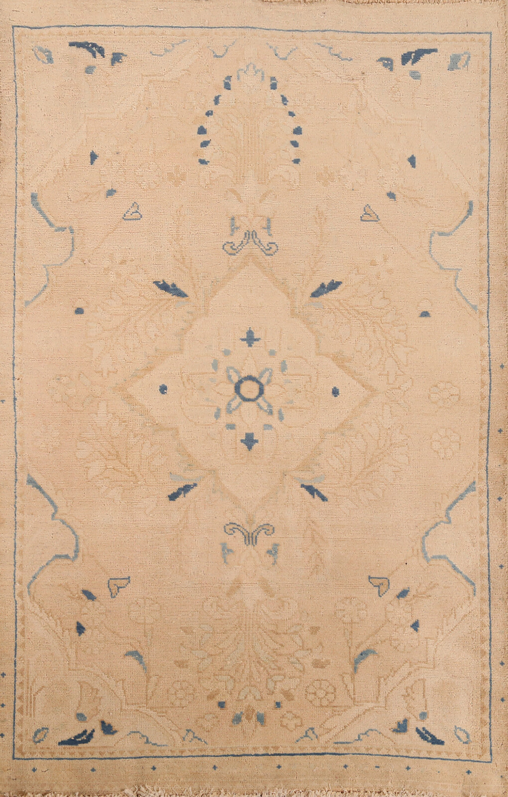 Vintage Traditional Handmade Wool Rug 3×5 ft Muted Color Carpet