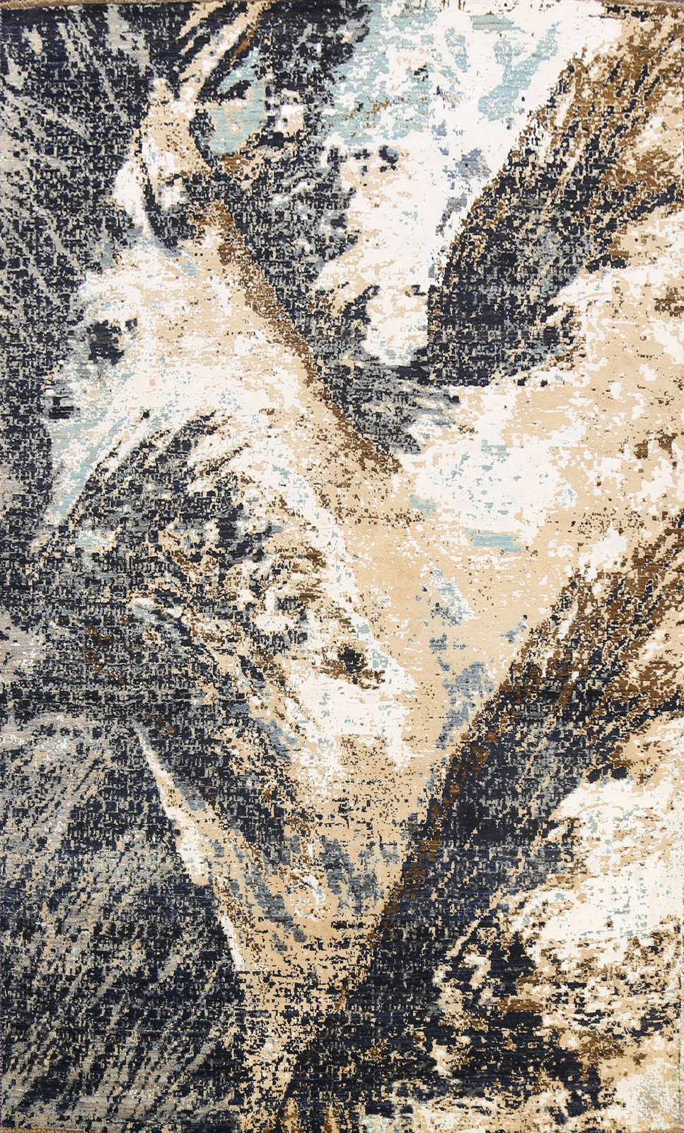 Wool/ Silk Vibrant Hand-knotted Living Room Rug 6×9 ft Modern Style