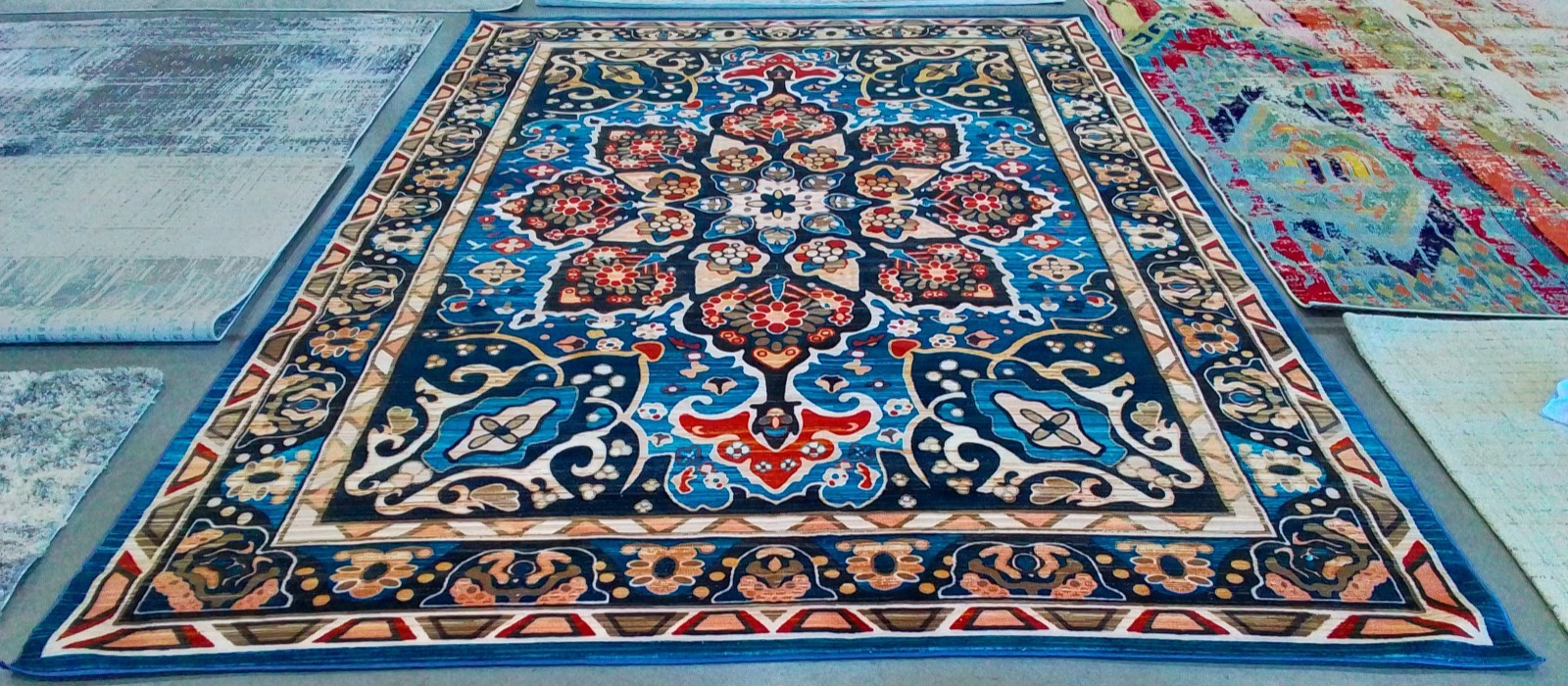 BLUE / BLACK 8′-9″ x 12′-0″ Back Stain Rug, Reduced Price 1172782530 RIV155M-9