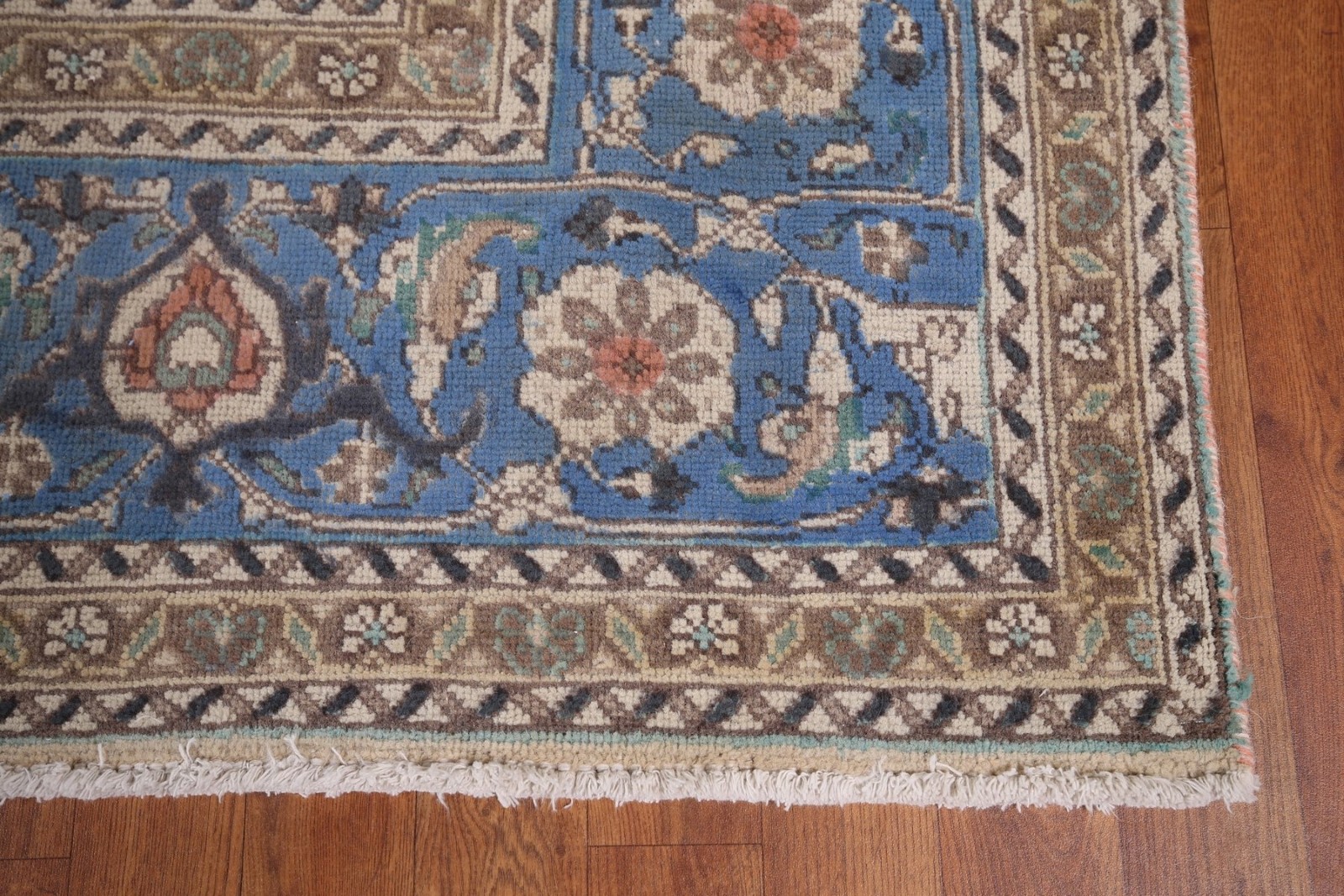 Blue Over-dyed Area Rug 10×13 Hand-knotted Wool Geometric Traditional Carpet