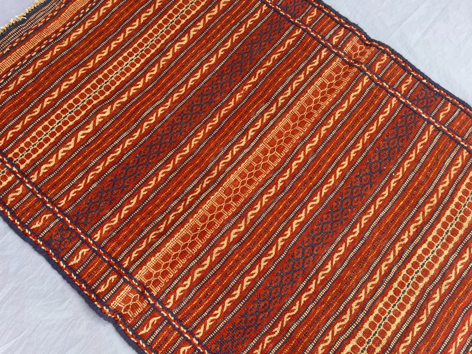 3’3 x 5 Ft One Of A Kind Tribal Flatweave Kilim Rug – Rustic Striped Geometric