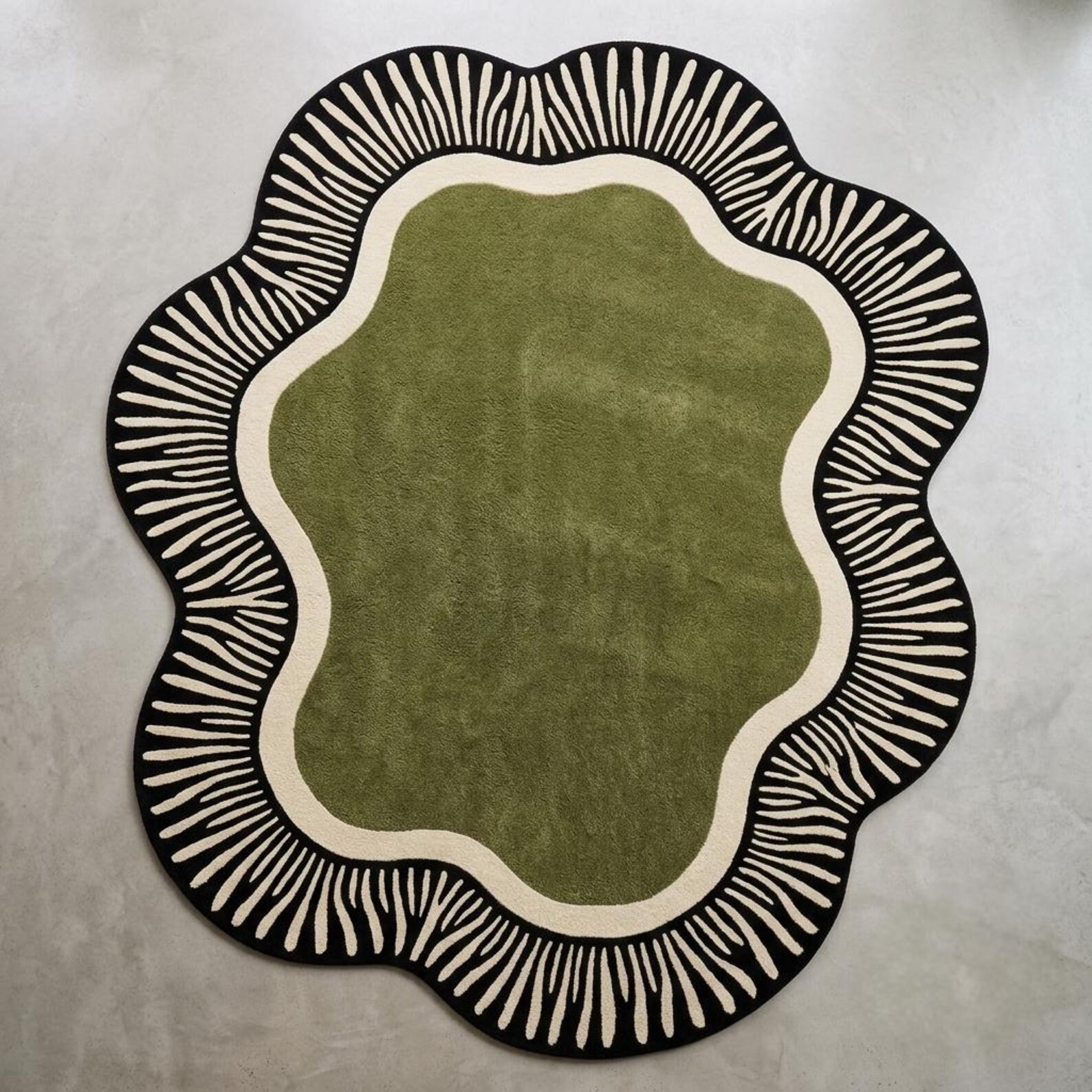 Hand Tufted Wool Area Rug, Organic Irregular Shape Luxury Living Room Carpet