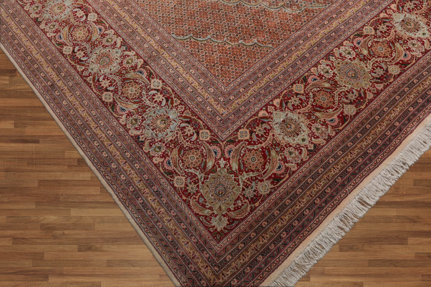 300 KPSI Mahi Tabrizz Palace Hand Knotted Wool & Silk Area Rug Beige 13’1″ x 20′