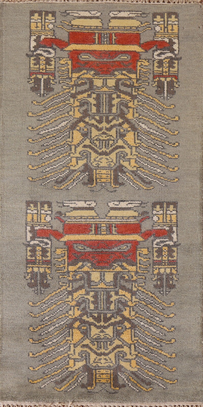 Gray Geometric Heriz Serapi 6 ft. Runner Rug Handmade Wool 5′ 11″ x 2′ 7″
