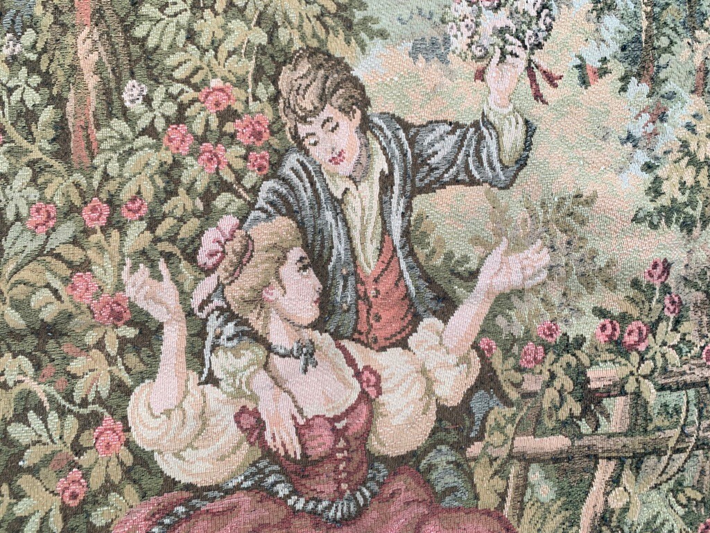 Vintage Tapestry, French Tapestry Pictorial Romantic Tapestry Home Decor 4×5 ft