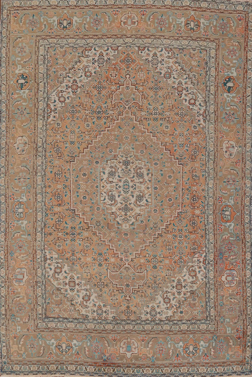 Over-Dyed Orange Wool Hand-made Living Room Area Rug Vintage Carpet 6×9