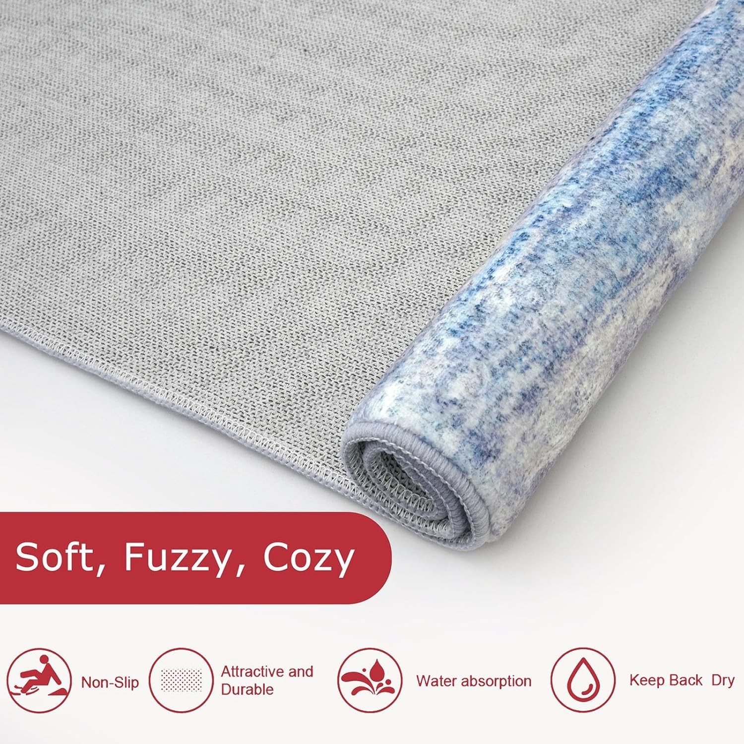 Washable Area Rug 5×7 Modern Ombre Thin Rugs for Living Room Non-Slip Soft St…