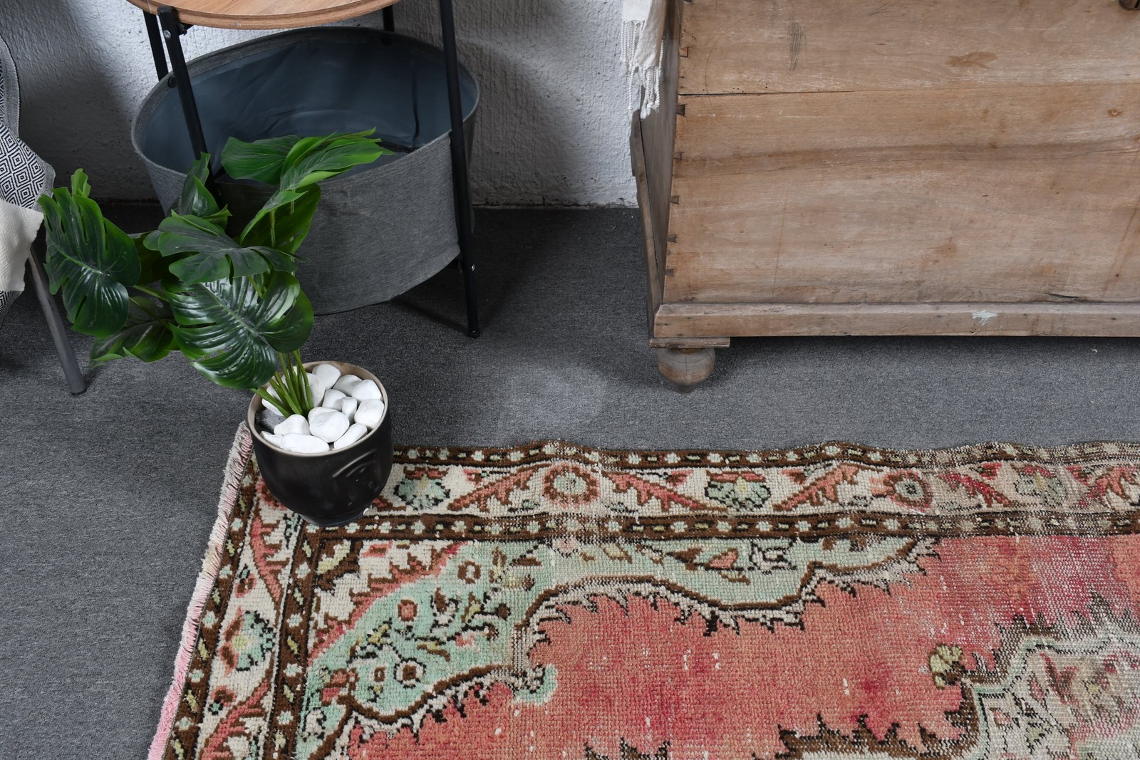 3,7×6,5 ft Area Turkish Vintage Rug, Red Oriental Wool Rug