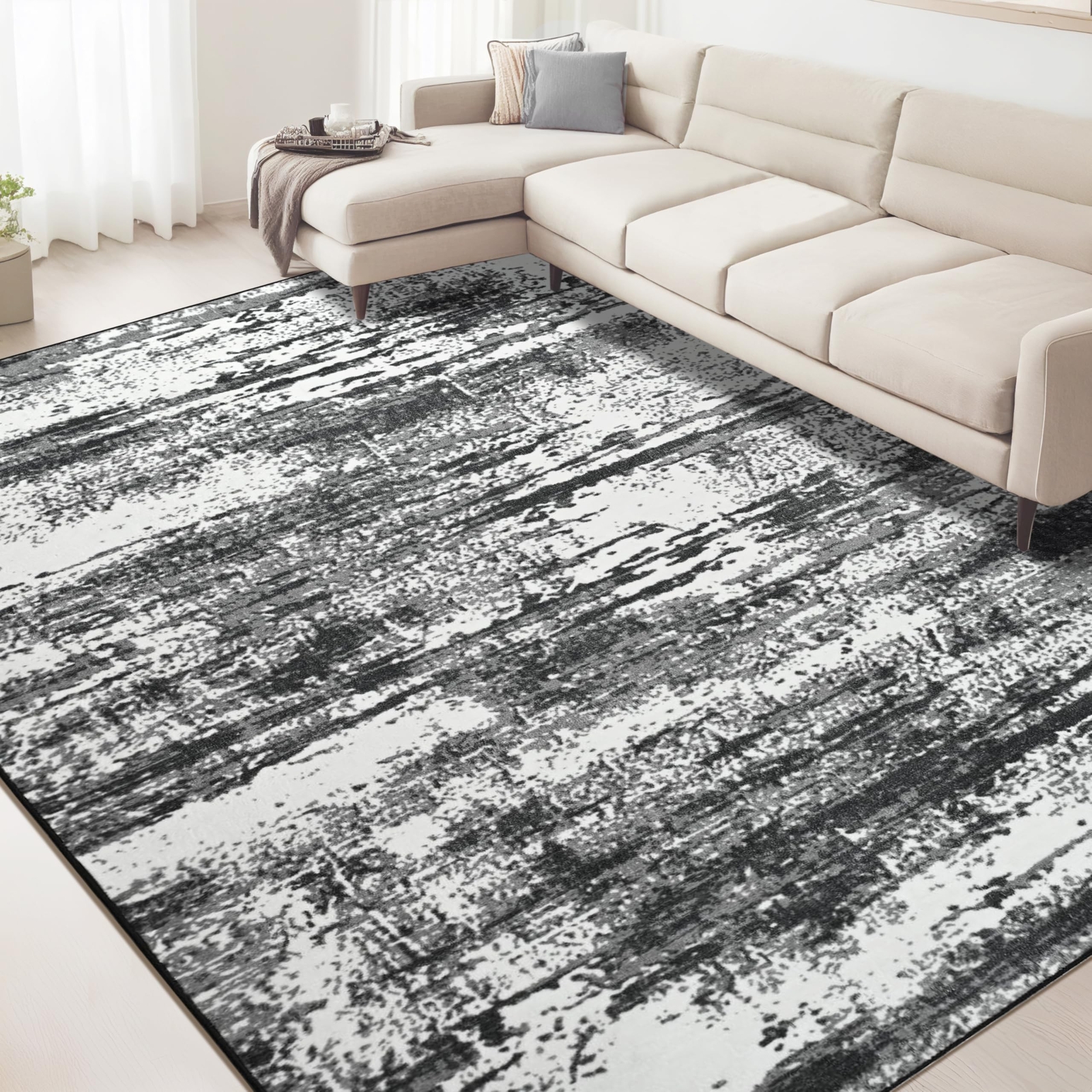 Modern Abstract Rug 8×10 Washable Area Rug for Living Room, Large Living Room…