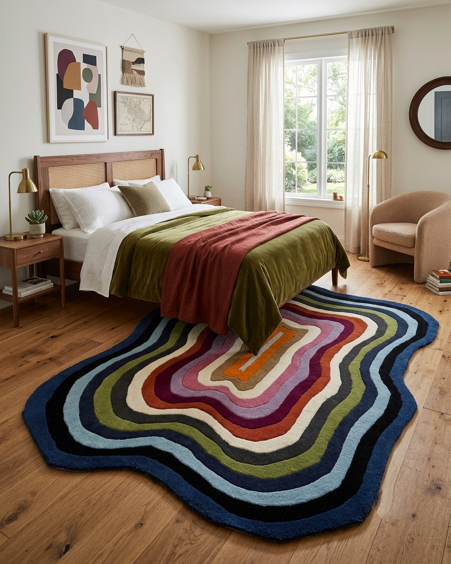 Modern Hand Tufted Wool Rug Irregular Multicolor Designer Custom Area Rug Living