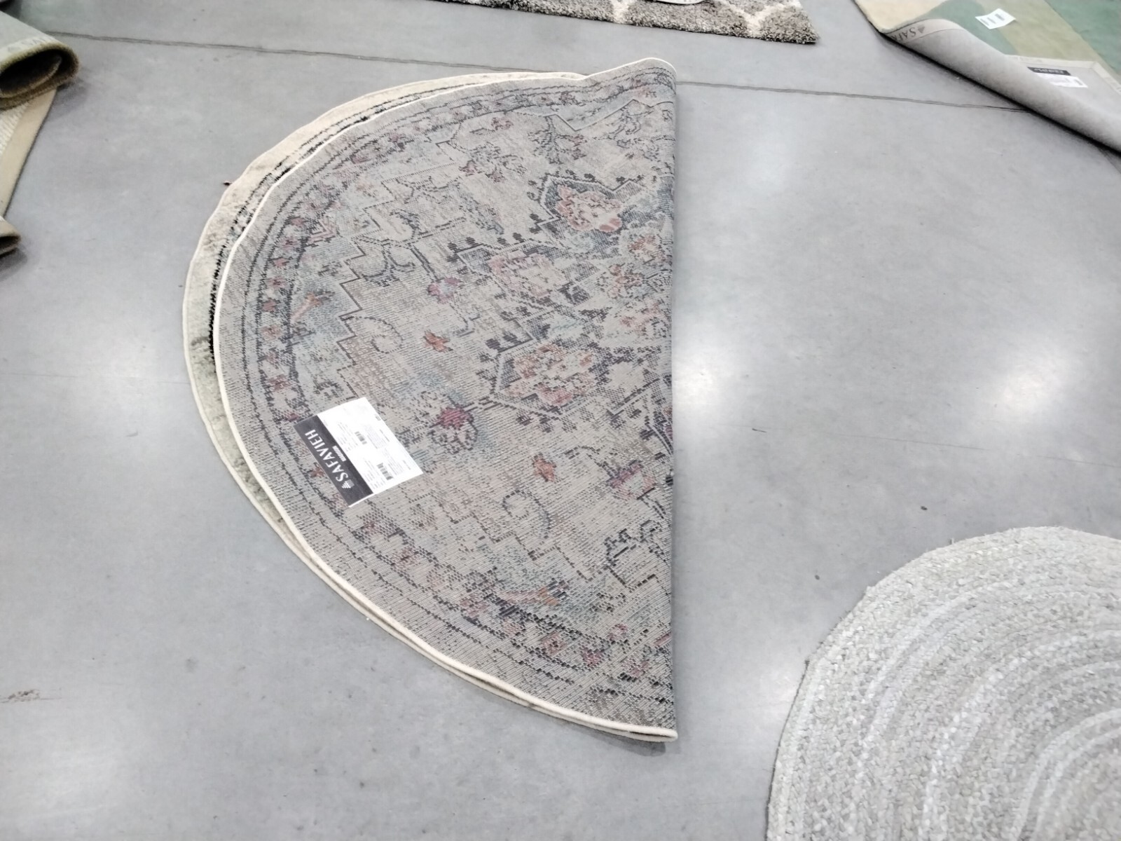 CREAM 6′-7″ X6′-7″ Round Pulled Threads Rug, Reduced Price 1172731295 MAD473B-7R