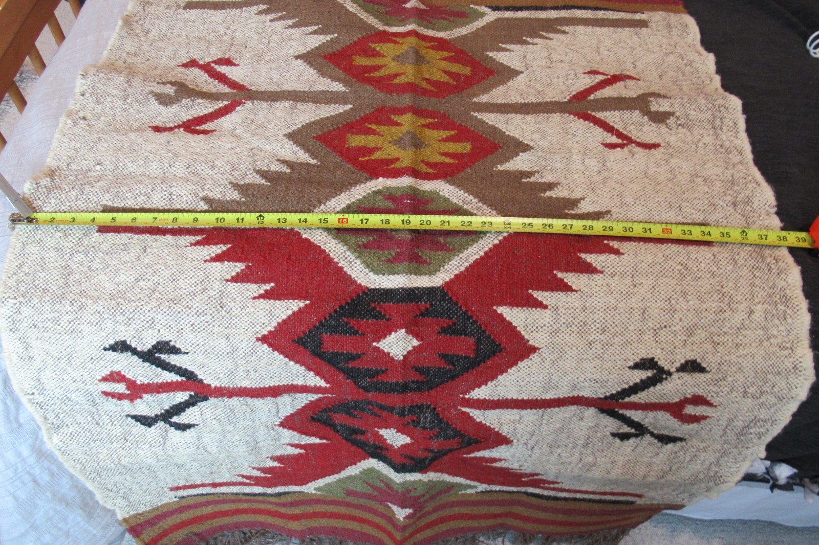 Kilim Accent Wool Rug Vintage Aztec Dhurrie Boho Area Rug – 3’X5′ – NWOT