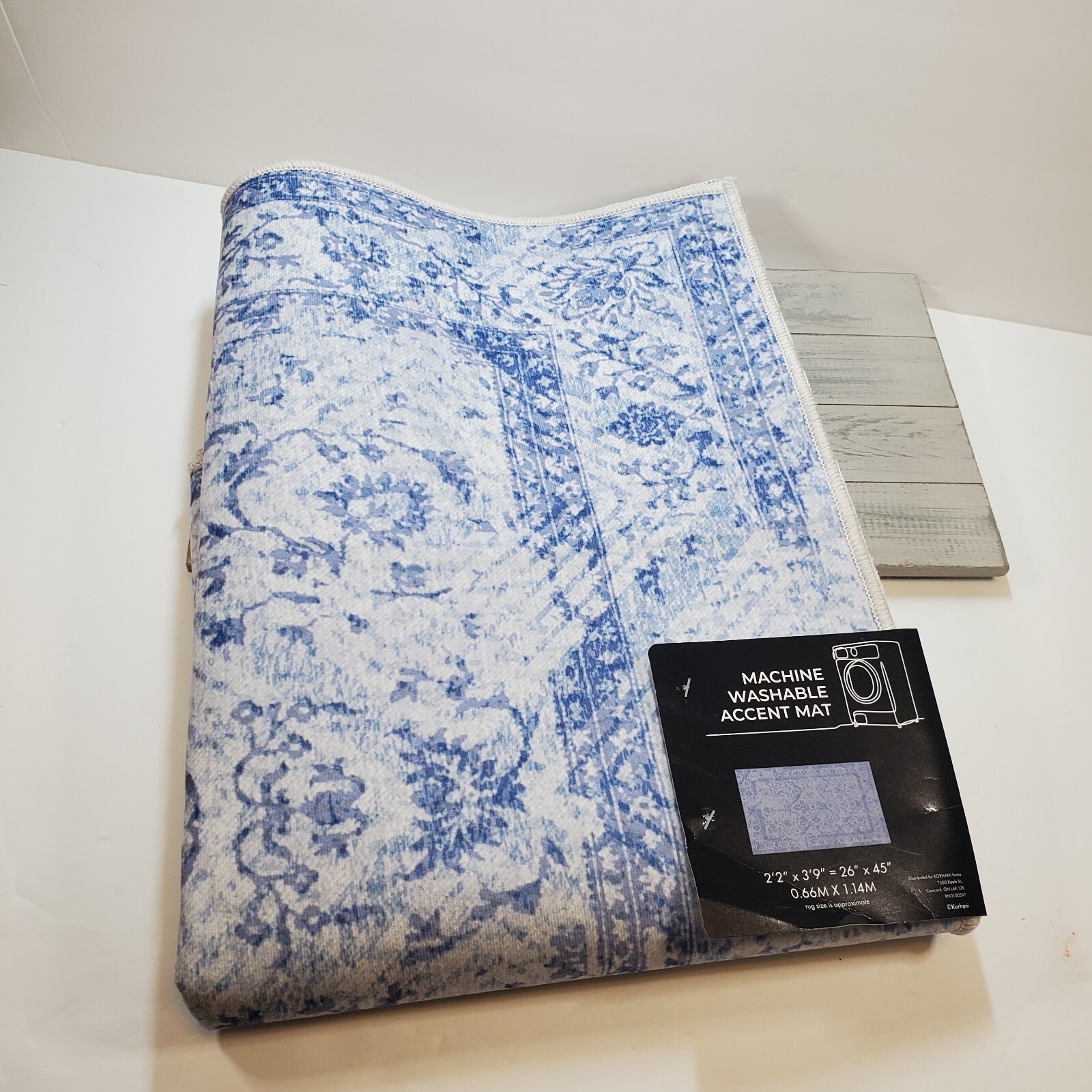 Korhani Home Area Rug 26×45 Blue Printed Rug Washable