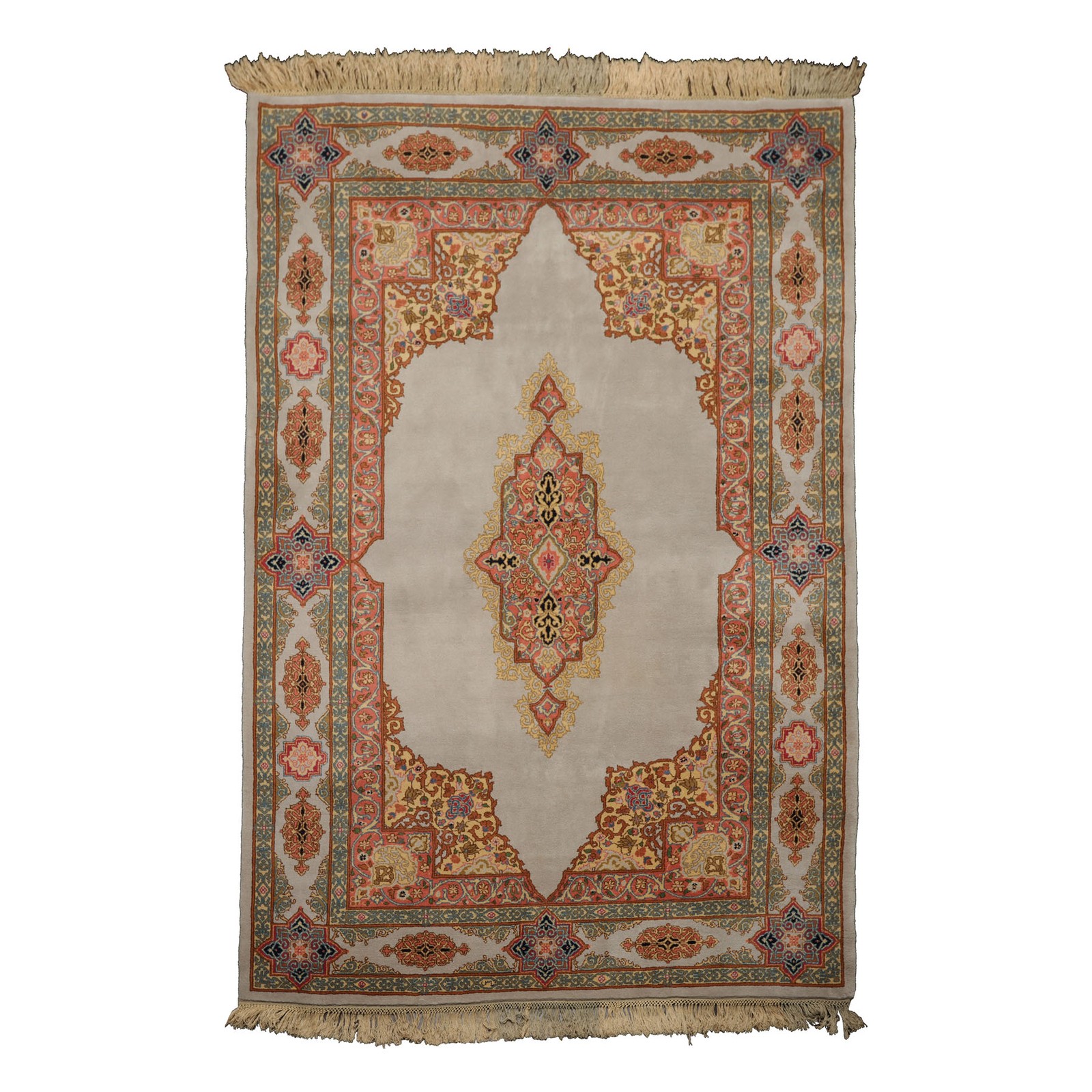 6×9 Hand Knotted Wool Gray Kermaan Traditional Superfine Silky Sheen Rug