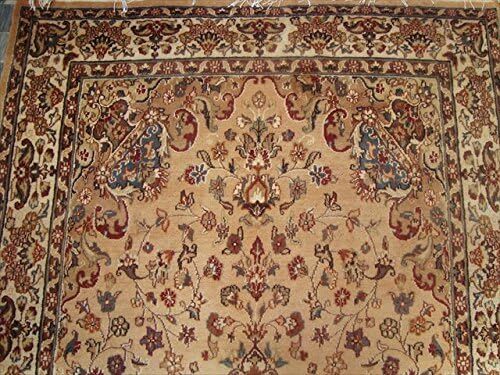 Rectangle Area Rugs Beige Tan Flowral Hand Knotted Silk Wool Carpet (8 x 5)’