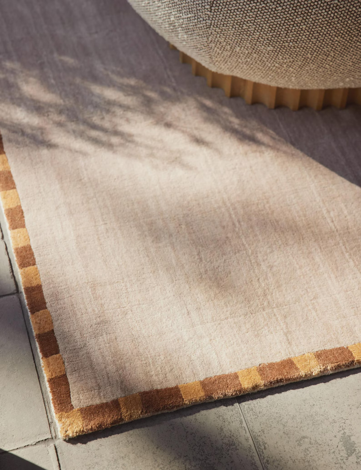 Handmade Hand Tufted Wool Rug, Blush Beige Border, Modern Minimalist for decor