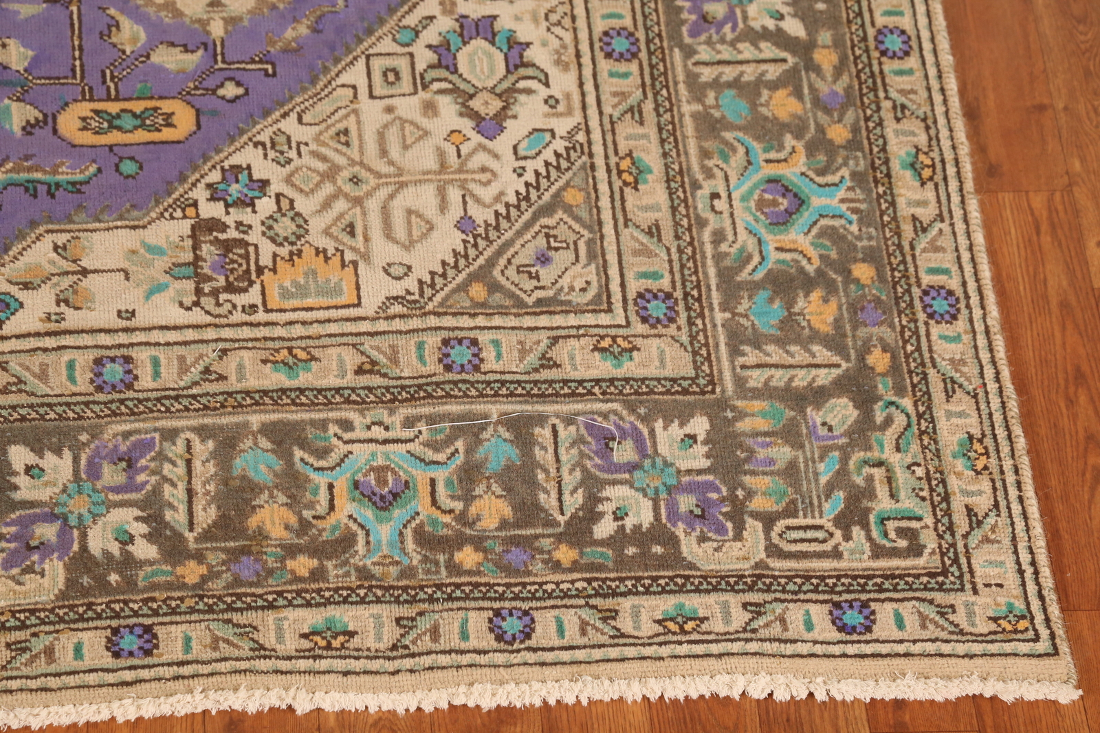 Purple Over-Dyed Wool Floral Living Room Area Rug Vintage Traditional Rug 7×10