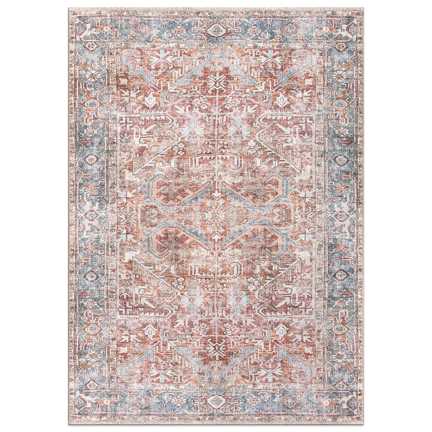 Rugshop Bedroom Rugs Vintage Distressed Machine Washable Rugs Living Room Rugs