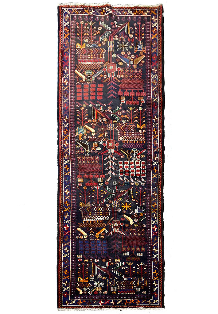 3.9 x 10 Traditional Perrsian Hamadan Runner Rug S10-5962
