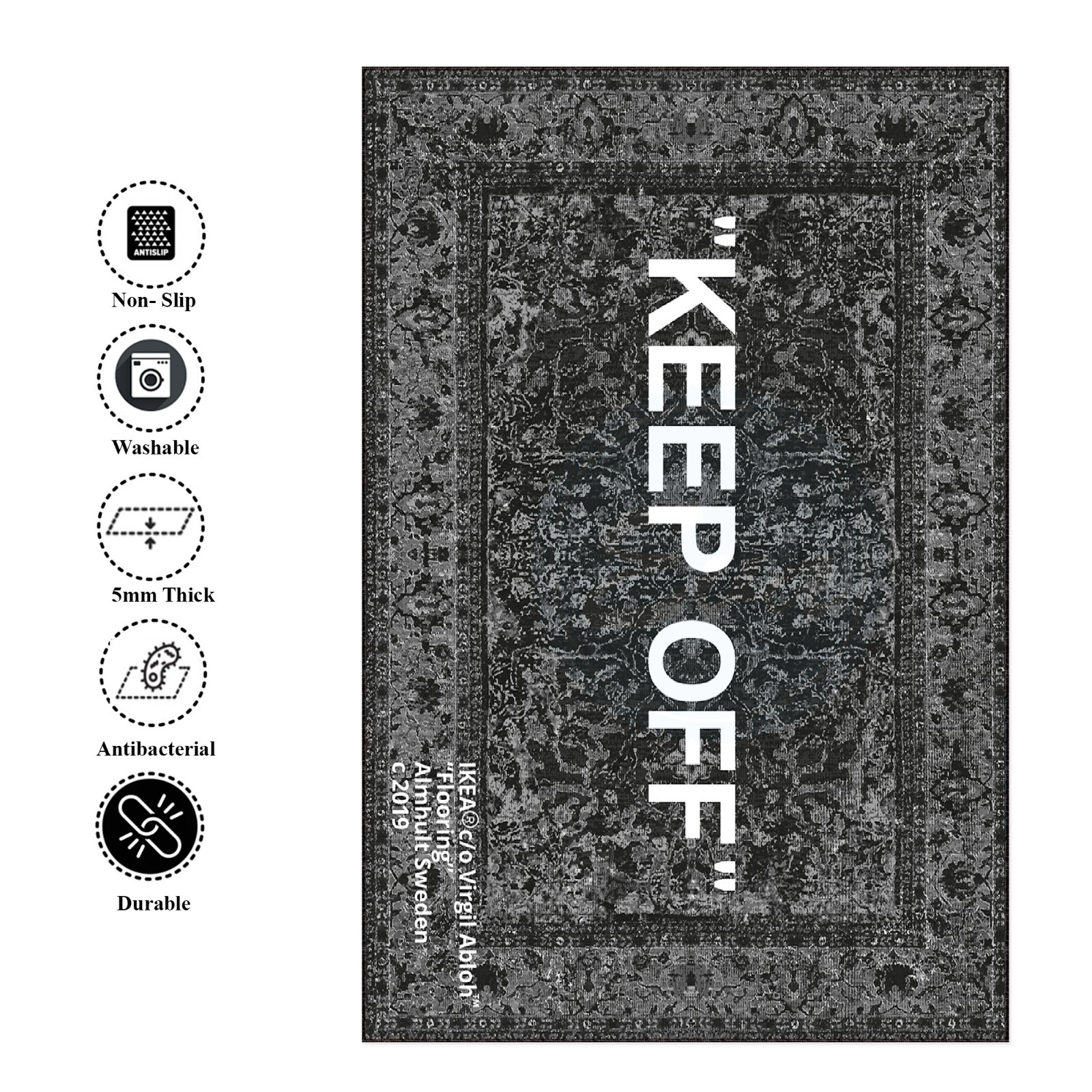 Keep Off, Keep Off Rug, Retro Patterned Carpet, Home Decor Rug, Themed Rug,