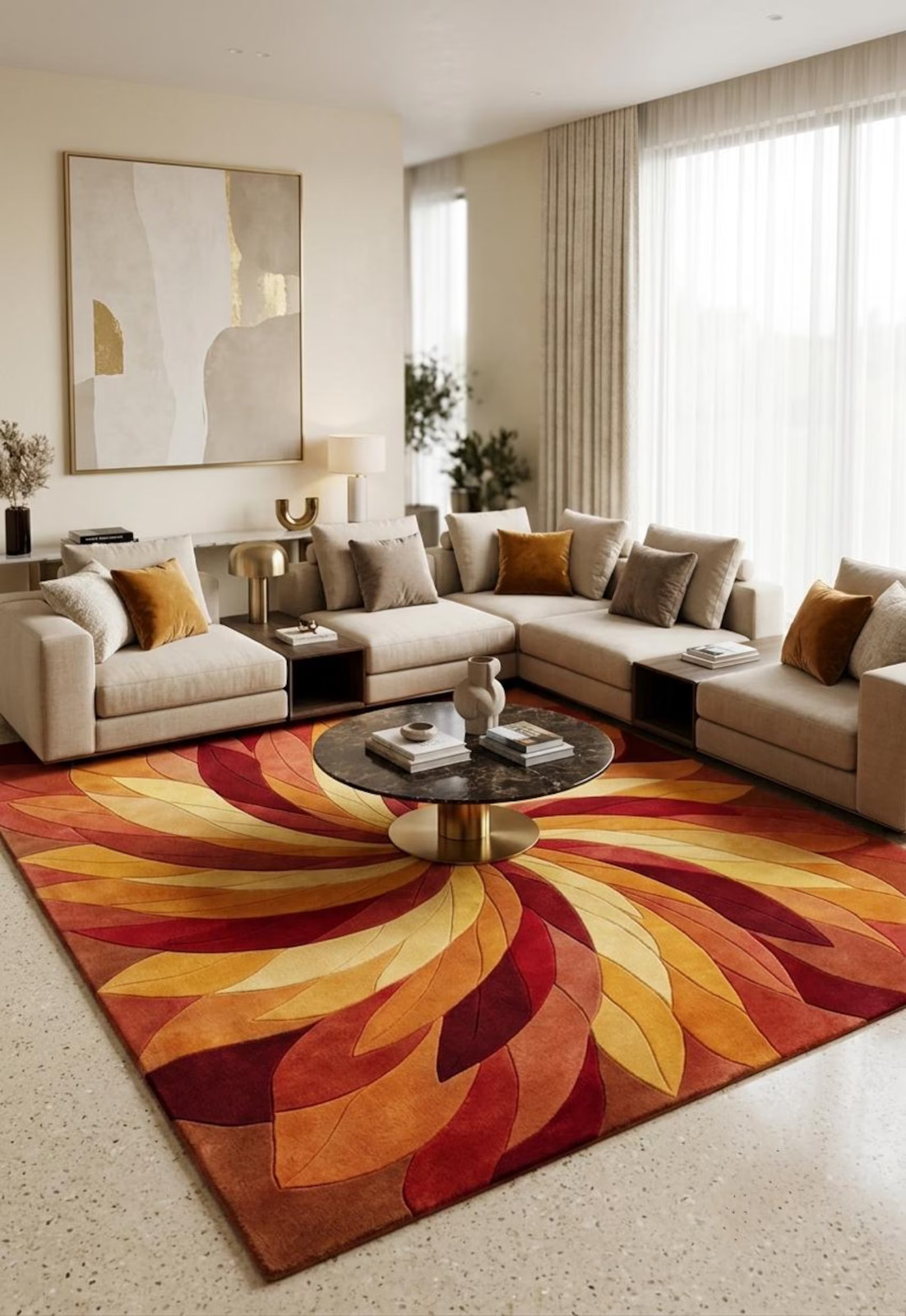 Hand Tufted Wool Area Rug, Abstract Swirl Organic Pattern for living room