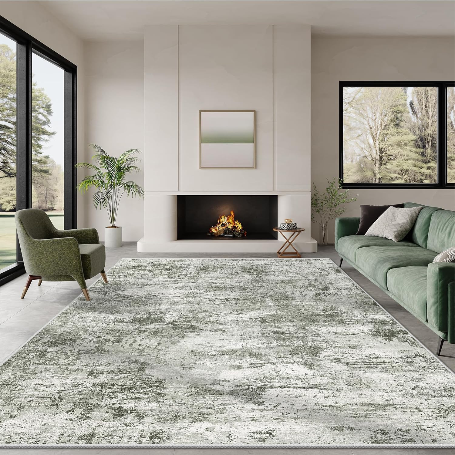 6X9 Washable Rug – Stain Resistant Area Rugs for Living Room, Non Slip Backing A