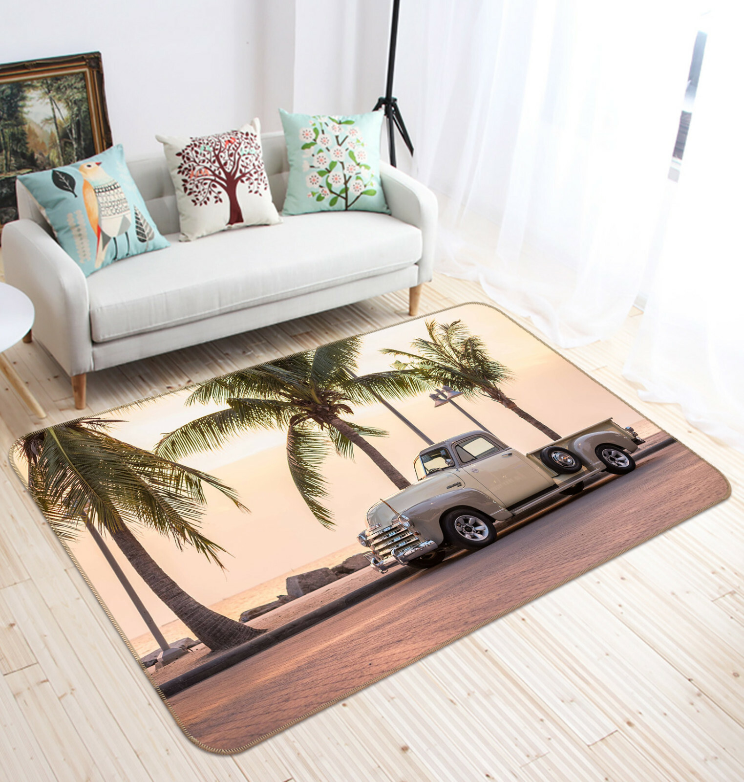 3D White Car Tree A73 Transport Game Non Slip Rug Mat Photo Carpet Zoe