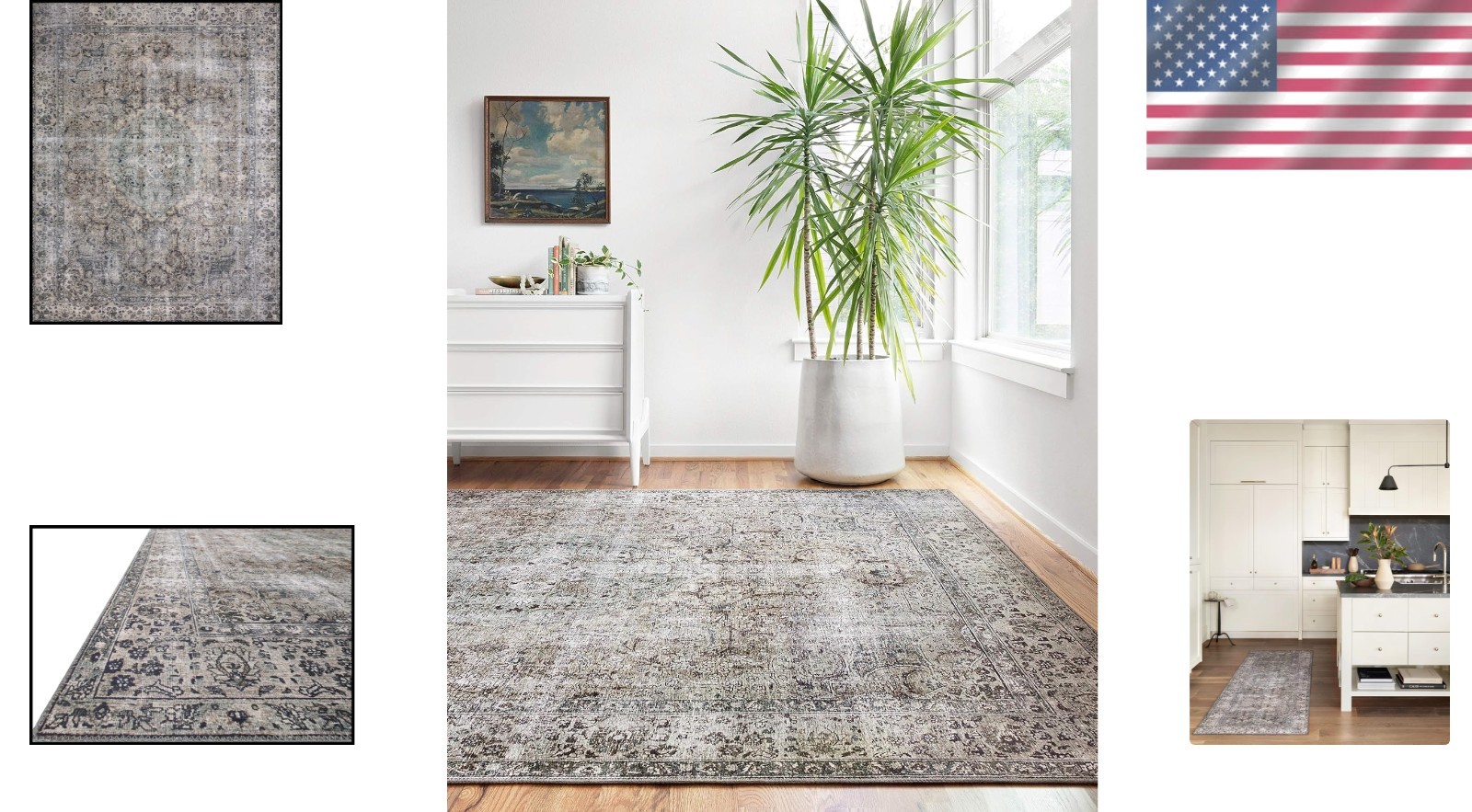 Layla Collection Vintage Inspired Taupe/Stone Accent Rug
