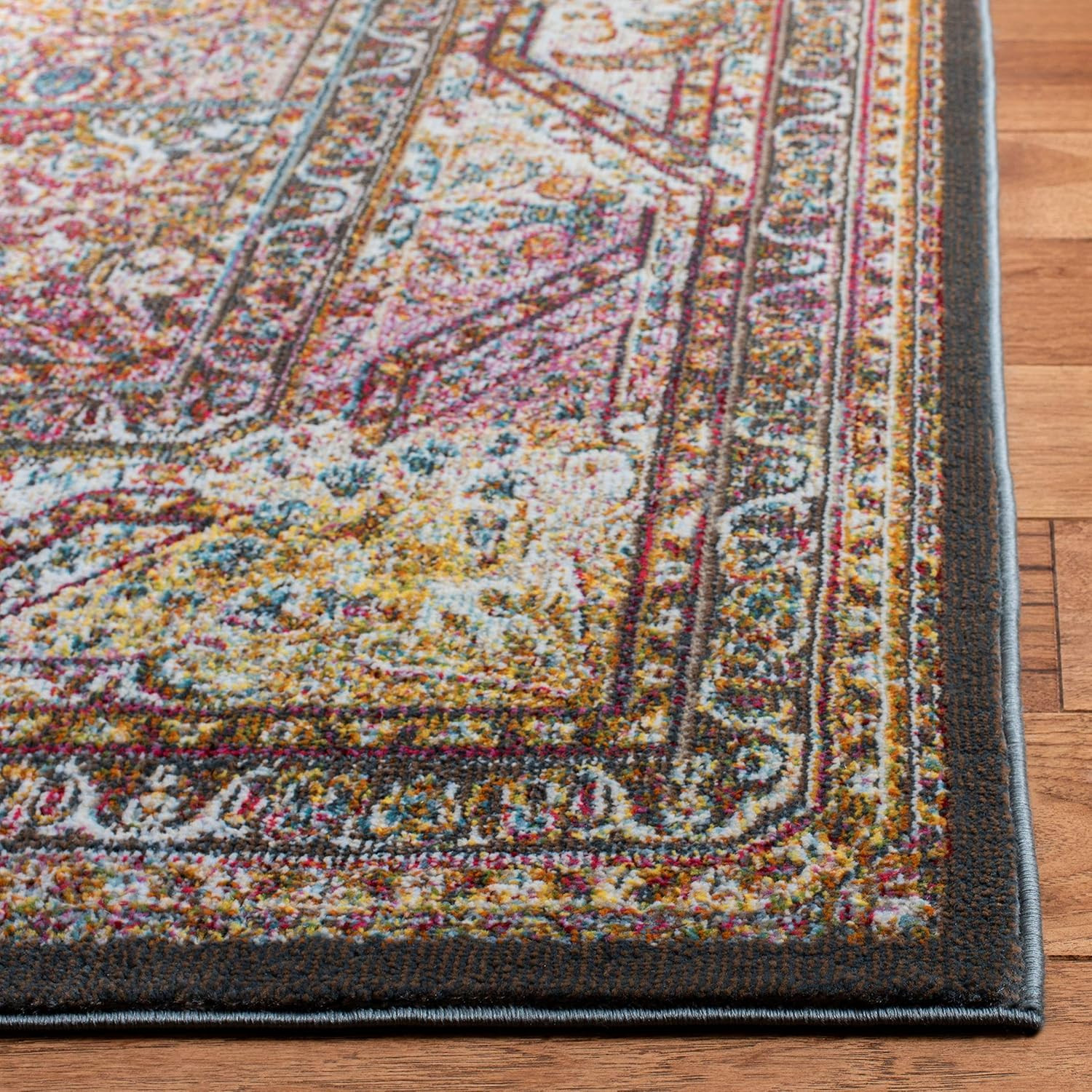 Handmade Boho Chic 6’7″ Square Area Rug – Ivory & Fuchsia for High Traffic Areas