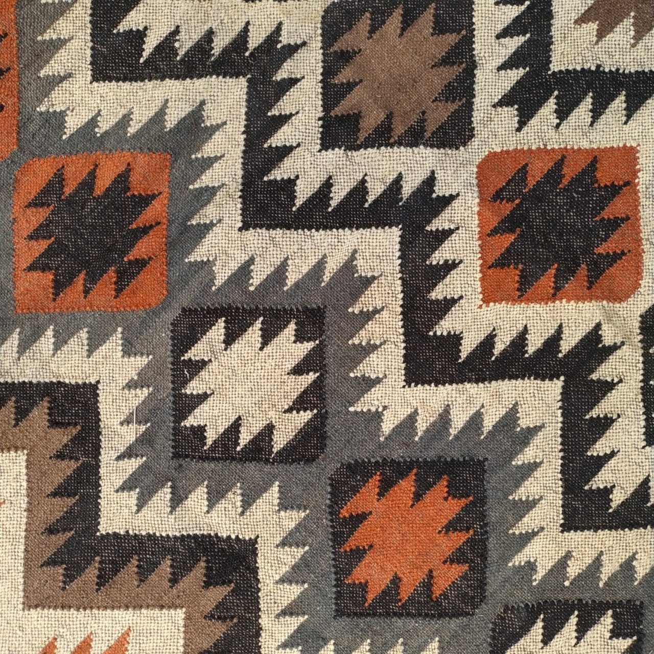 Handwoven Wool Jute Kilim Rug – Boho Area Rug, Rustic Living Room Carpet, Natura