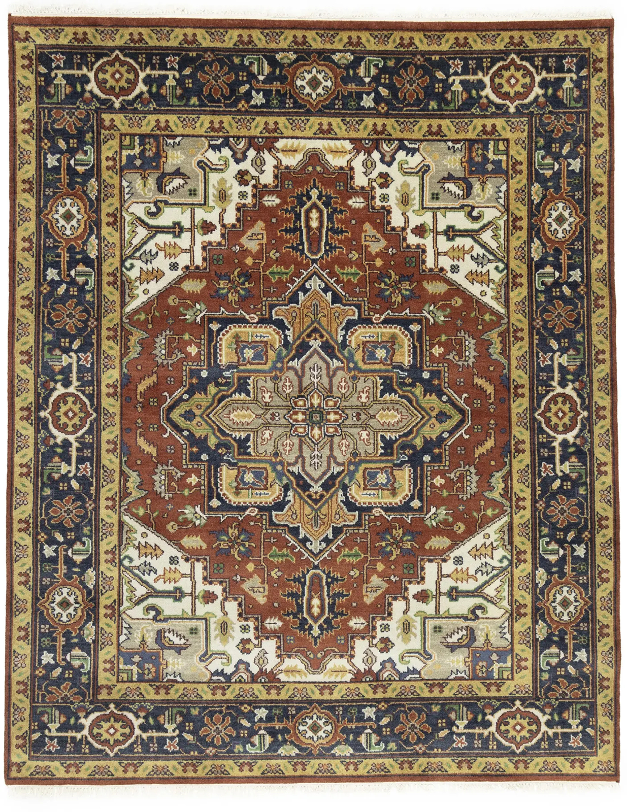 Handmade Heriz Serapi Oriental Rug Large Floral Carpet Farmhouse Decor 8X10 ft