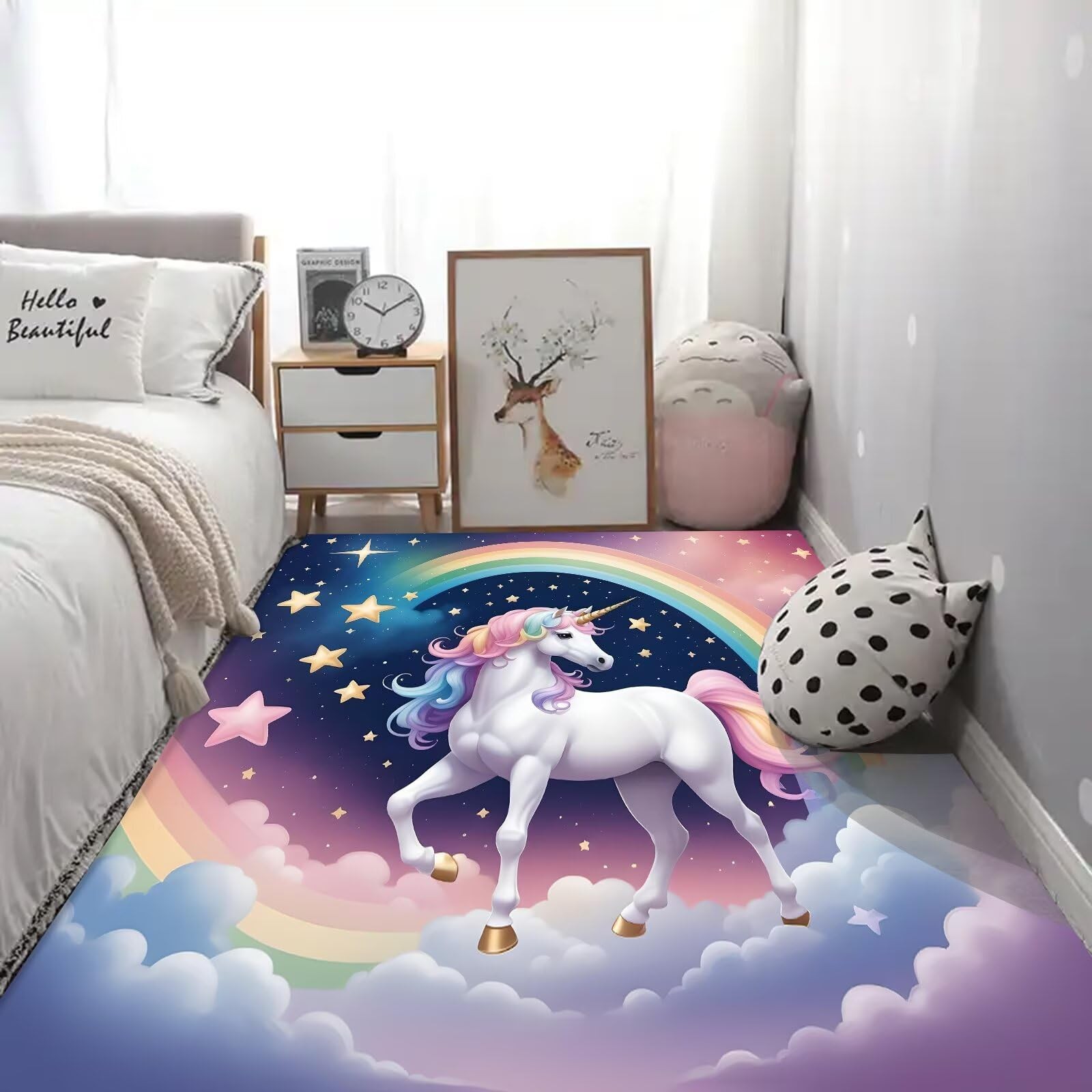 Kxry Area Rugs 4X6 Feet Unicorn Galaxy Soft Machine Washable Area Rugs Unicorn