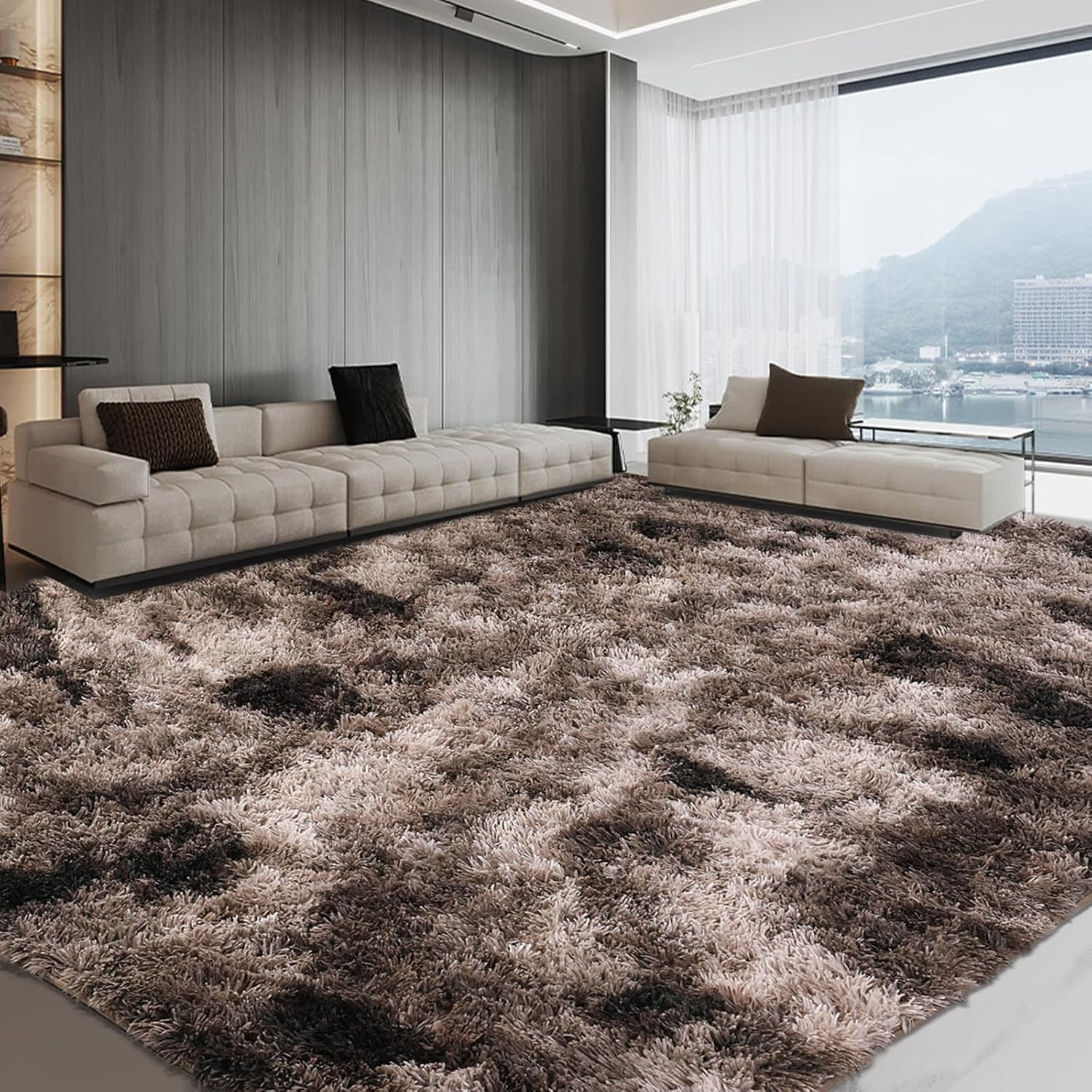 Shaggy Area Rug 12X15 Feet, Ultra Fuzzy Large Plush Faux Fur Carpet for Living R