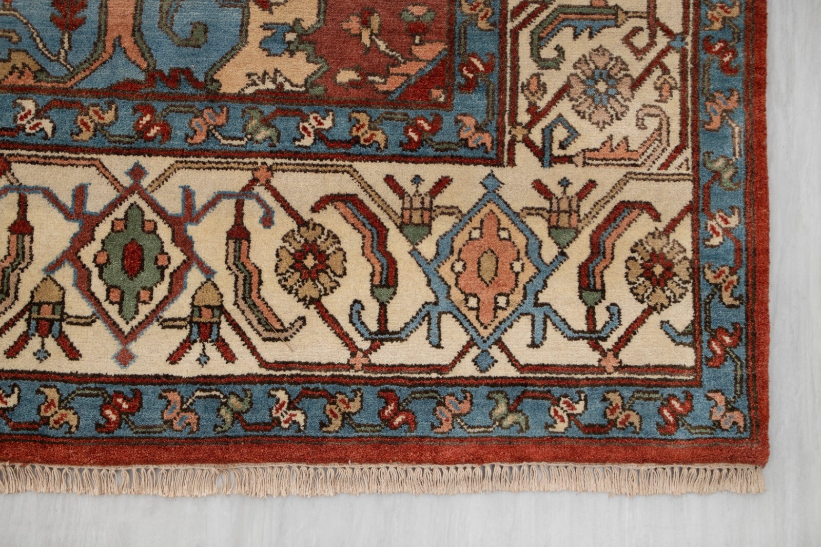 10×14 Rust Cream Classic Heriz Serapi Premium Quality Hand Knotted Wool Rug