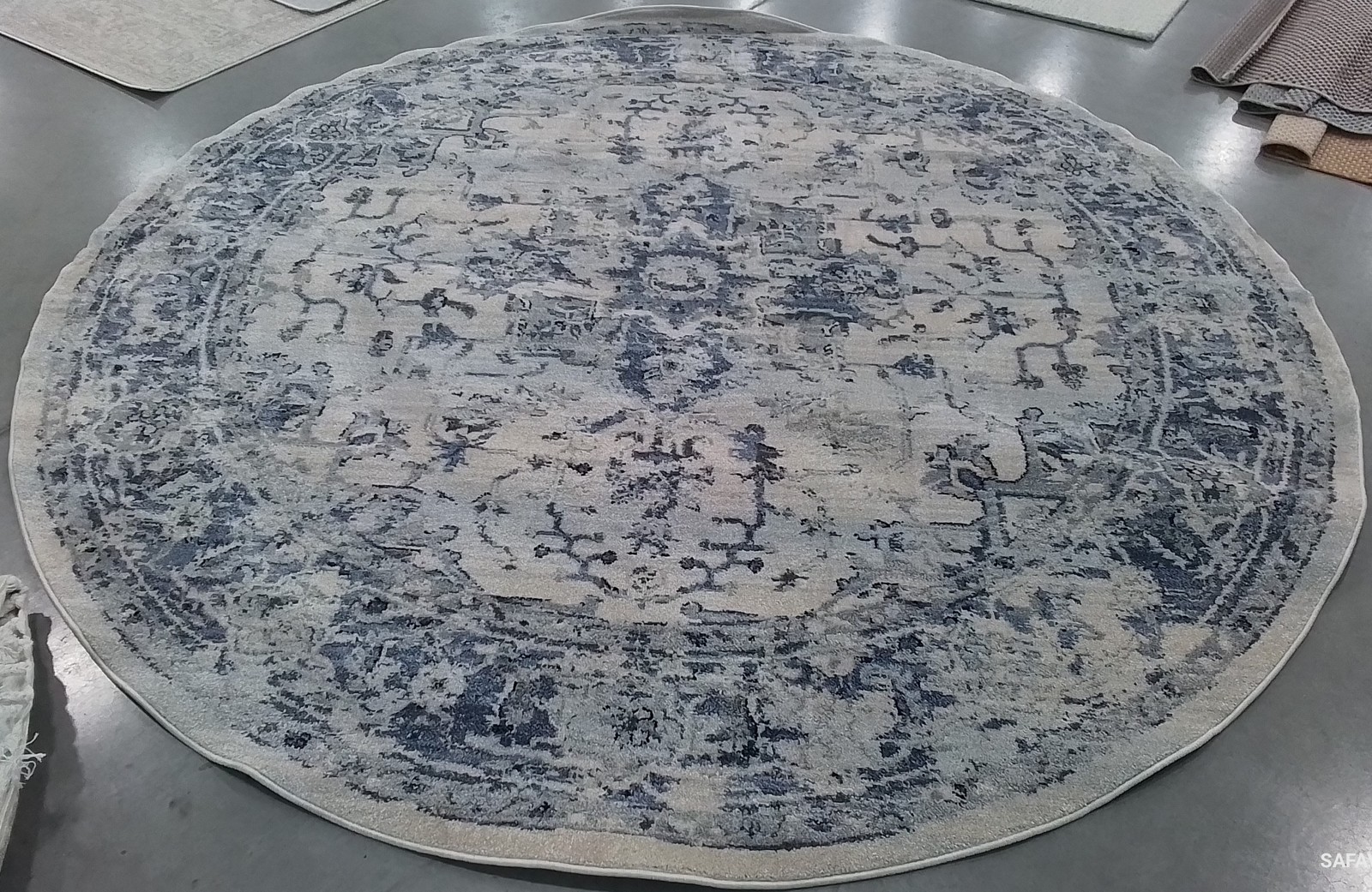 IVORY / NAVY 8′-0″ x 8′-0″ Stained Rug, Reduced Price 1172801631 CHL411A-8R