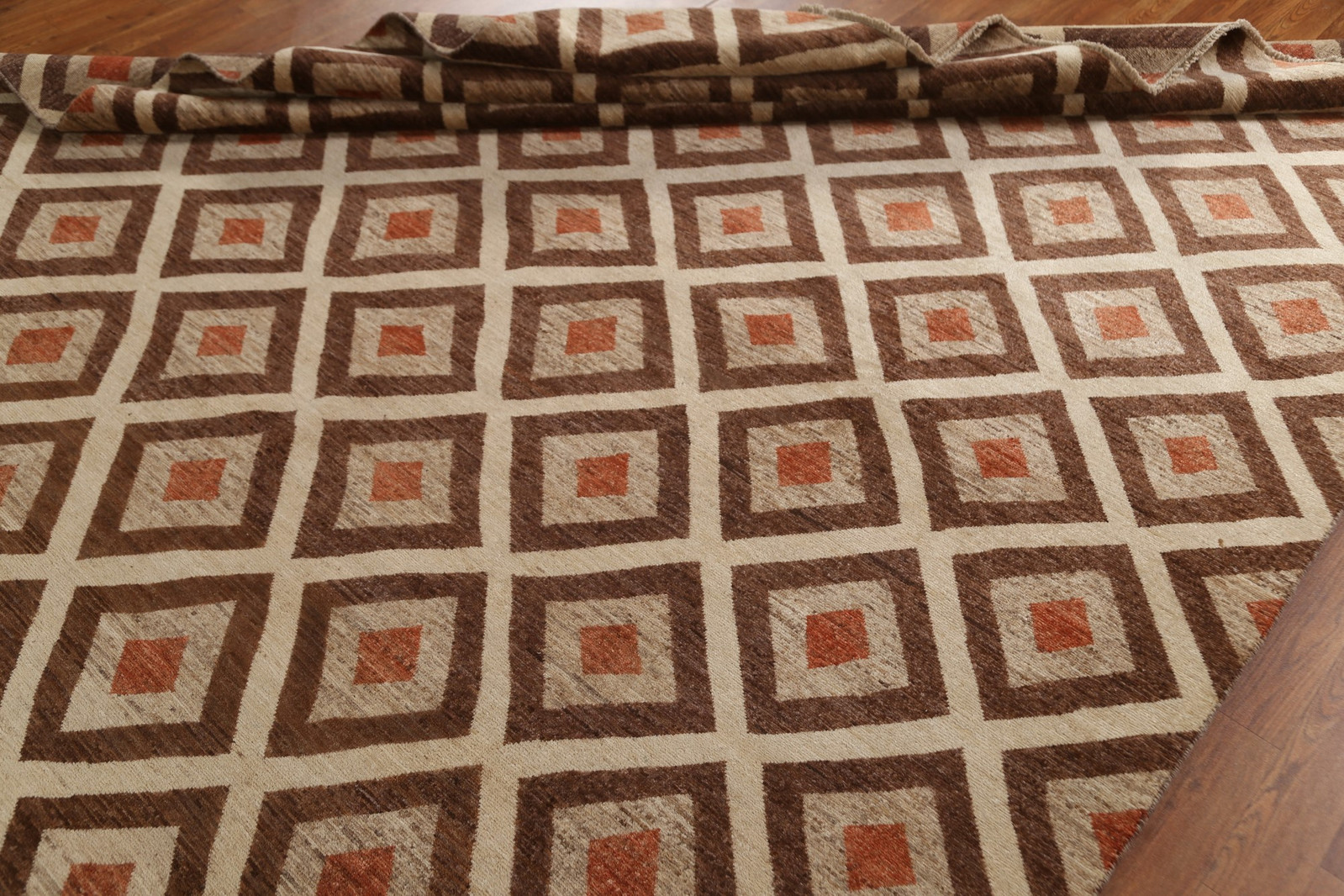 Trellis Geometric Pattern Area Rug 8×10 ft Hand-knotted Wool Modern Style Carpet
