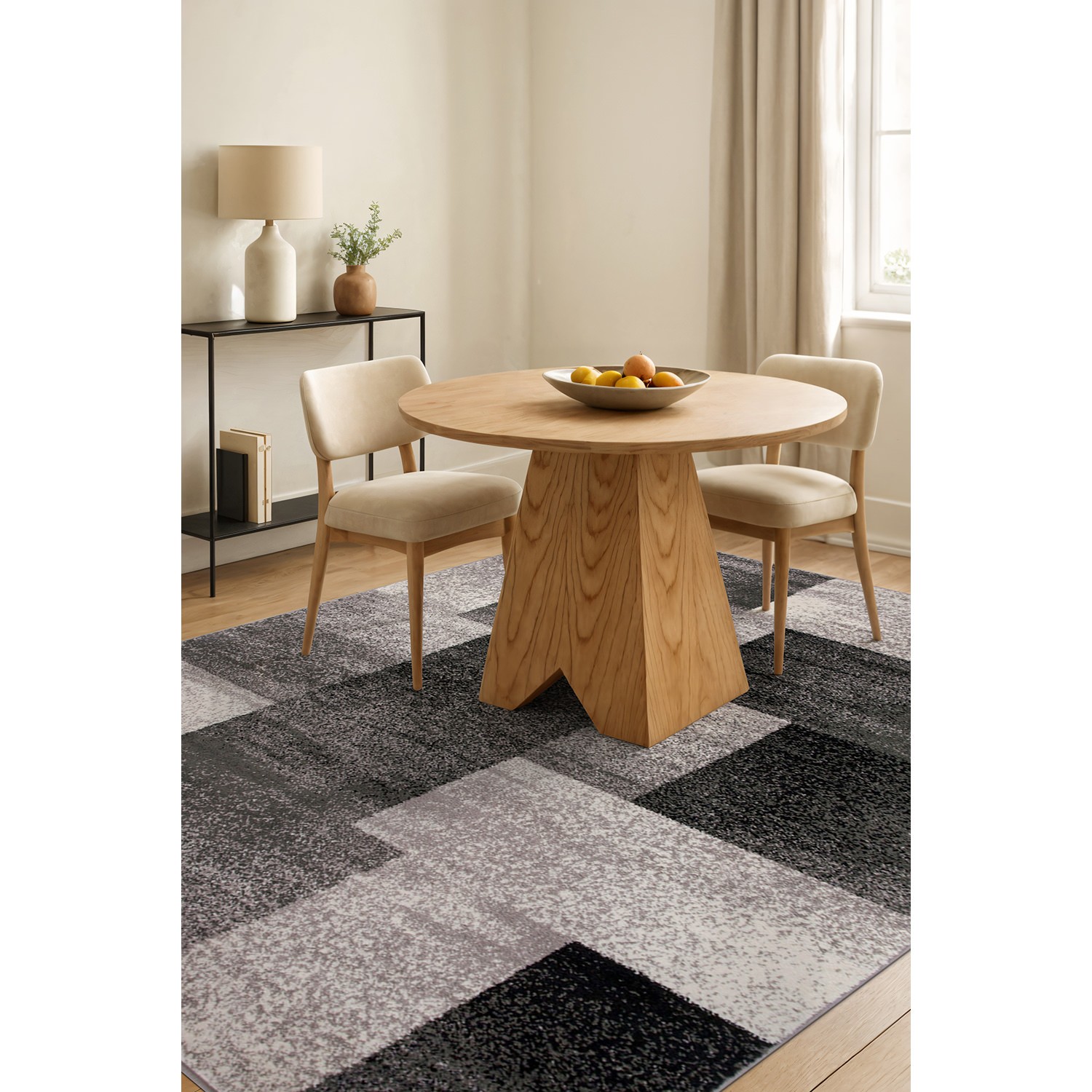 Rugshop Gray Rugs Contemporary Modern Geometric Boxes Rugs for Dining Room 5×7