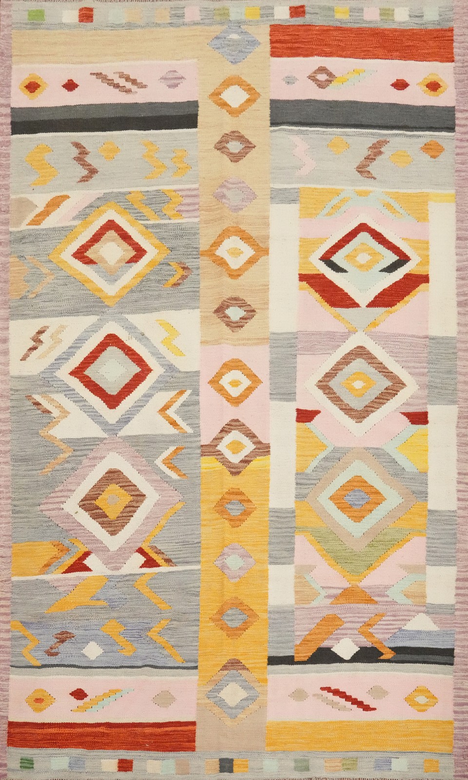 Tribal Wool Kilim Vegetable Dye Living Room Area Rug Reversible Carpet 6×9