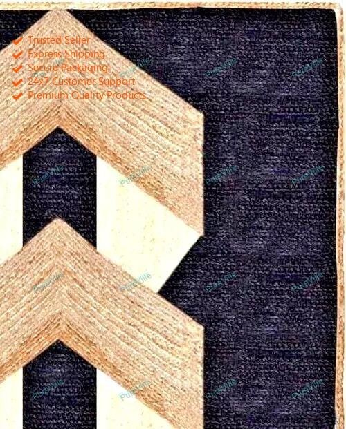 Indian Handmade Black Area Jute Rugs Hand Woven Hippie Carpet 4 x 7 Feet